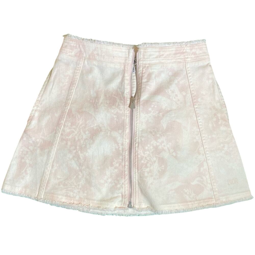 Christian Dior Girls Pink Dior Logo Print Floral Flare Mini Skirt Size 10